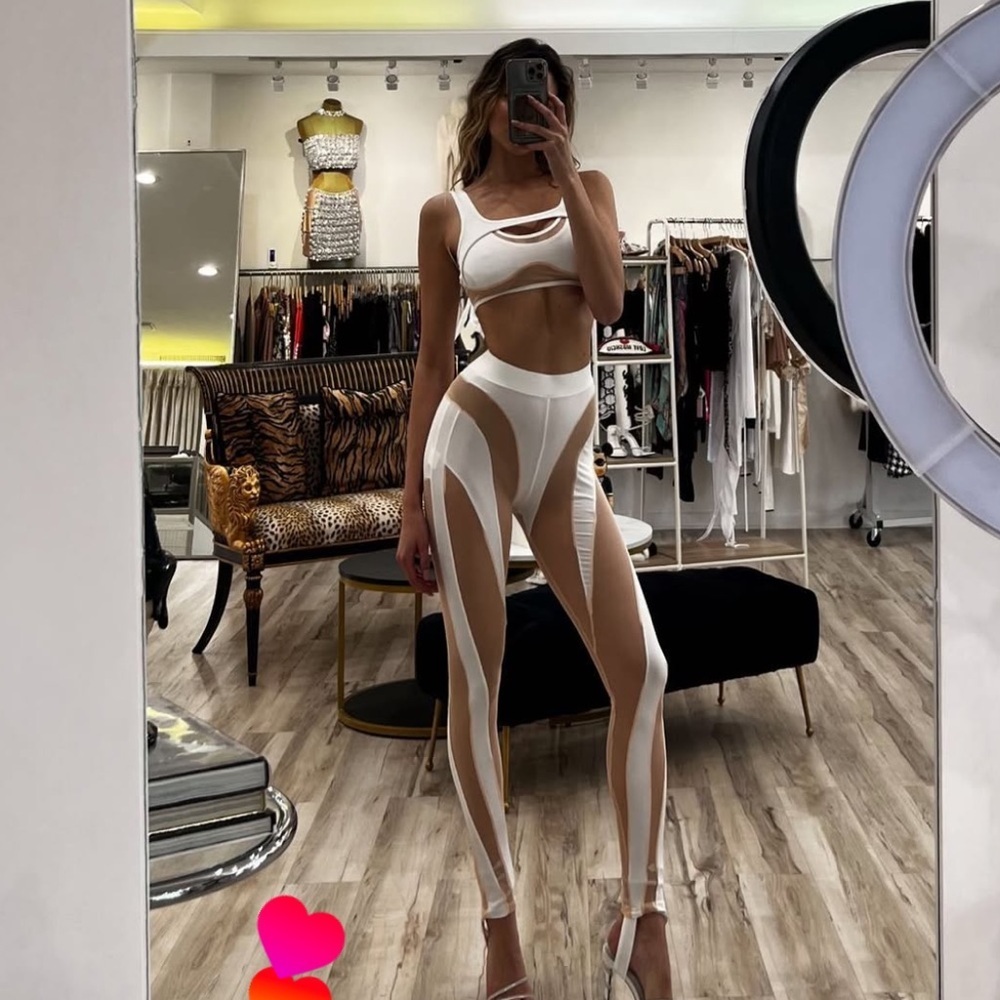 Stylish White and Tan Women's Set